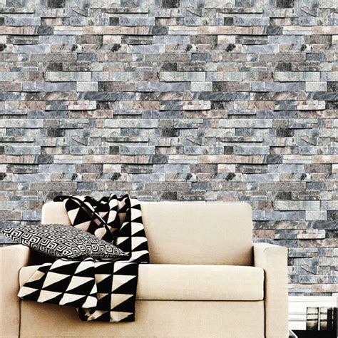 Urijk 1pc 3d Stereoscopic Faux Stone Brick Wall Wallpaper For Walls