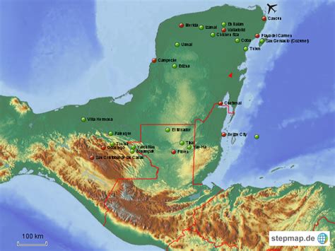 Mexico Mayan Pyramids Yucatan Chiapas Von Crischo Landkarte Für