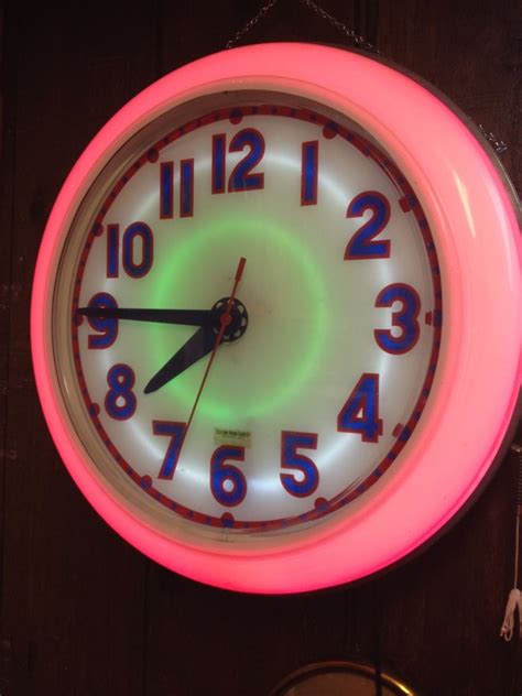 Neon Wall Clock Large Restored Professionally Electric Neon Clock