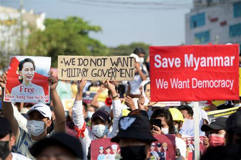In Pictures Protesters In Myanmar Demonstrate Against Military Coup Come Out In Support Of