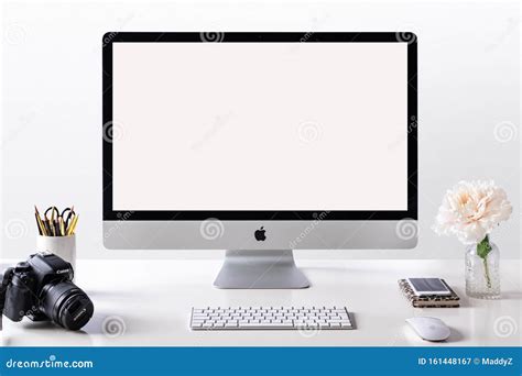 Imac Desktop Computer On Table Styled Photo Mock Up With A Blank