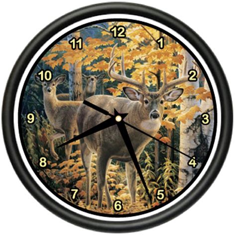 Deer Wall Clock Whitetail Whitetailed Hunting Lodge