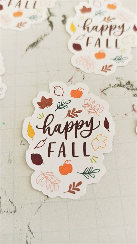 Happy Fall Die Cut Stickers Autumn Leaves Themed Stickers Etsy