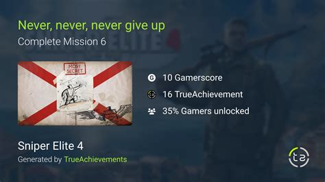 Never Never Never Give Up Achievement In Sniper Elite 4