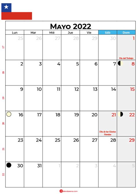 Descargar Calendario Mayo 2022 Chile Para Imprimir
