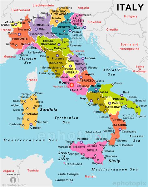 Physical map of italy showing major cities, terrain, national parks, rivers, and surrounding countries with international borders and outline maps. Italy Political Map (Cities and Regions | Italy map