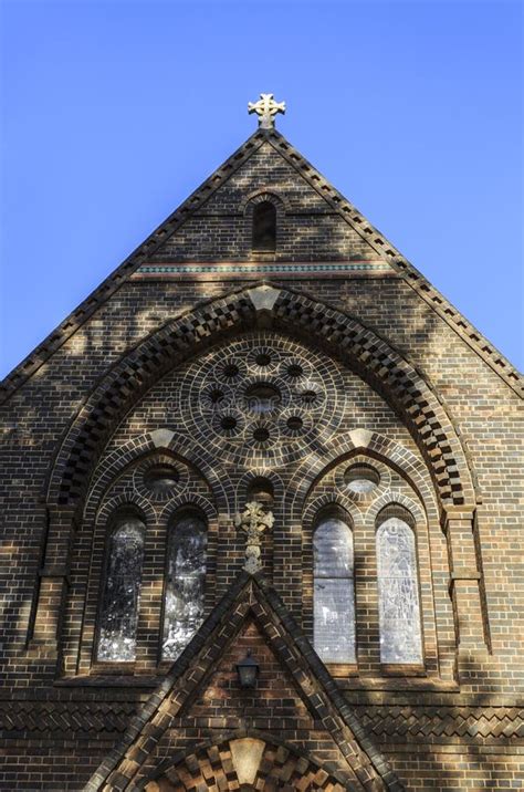 Detail Of A Brick Cathedral In The Gothic Style Stock Image Image Of