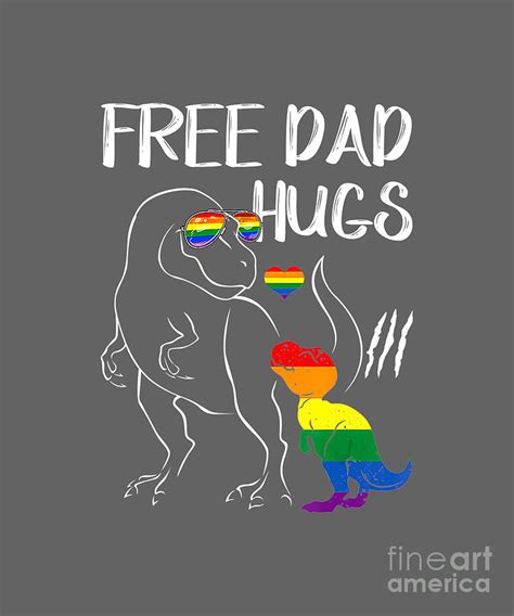 Free Dad Hugs LGBT Pride Dad Dinosaur Rex Gift Tapestry Textile By