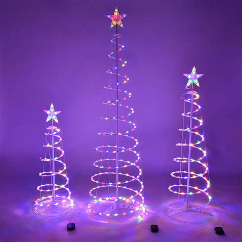 Yescom Set Of 3 Led Christmas Spiral Light Kit 6ft 4ft 3ft Cone Tree