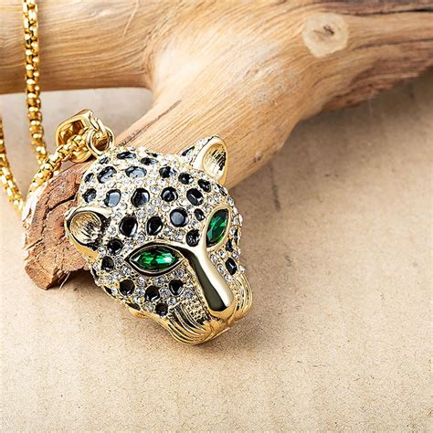 Wholesale Stainless Steel Leopard Jewelry 18k Gold Plated Animal 3d