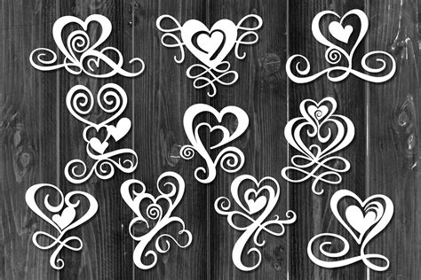 Valentine Hearts Svg Silhouette Swirl Love Heart Shape Design Etsy