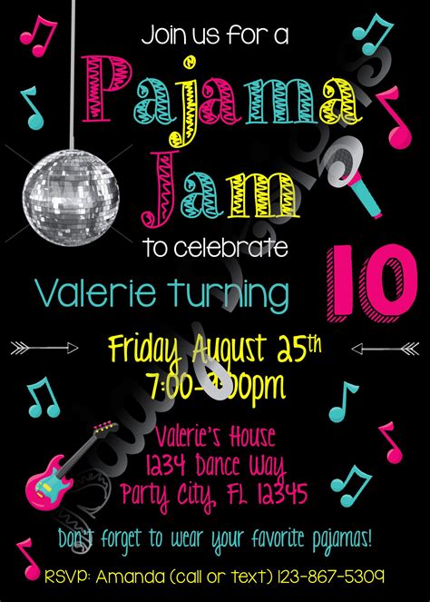 Pajama Jam Birthday Party Invite Pajama Dance Pj Party Girl Etsy