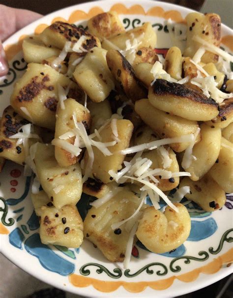 Homemade Pan Fried Gnocchi With Garlic Butter And Fresh Parmesan R Food