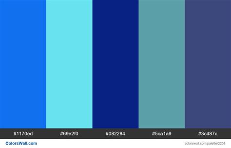 Cold Blue Colors Scheme Hex Colors 1170ed 69e2f0 082284 5ca1a9