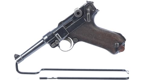 Marked with or displaying a date. DWM 1916 Dated Luger Semi-Automatic Pistol
