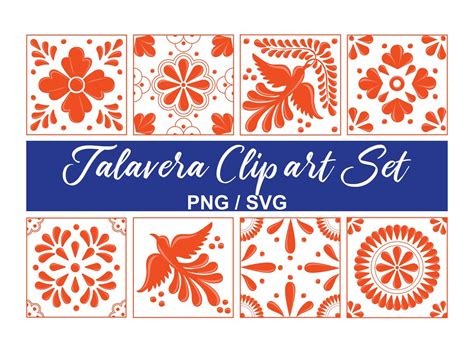Mexican Talavera Clipart Set Beautiful Mosaic Designs In Hight