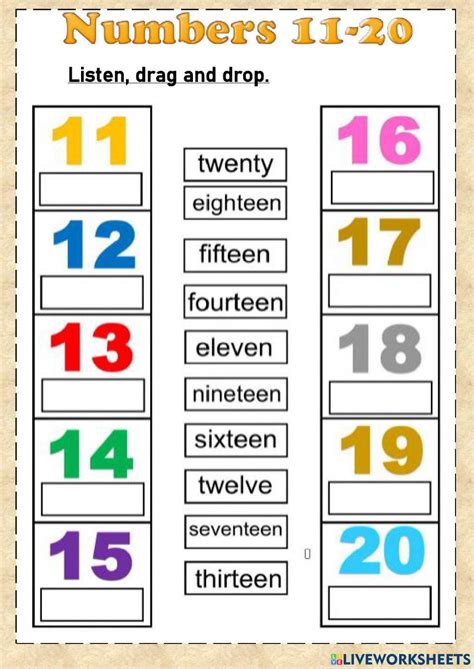 Numbers 11 20 Activity For 12 Live Worksheets