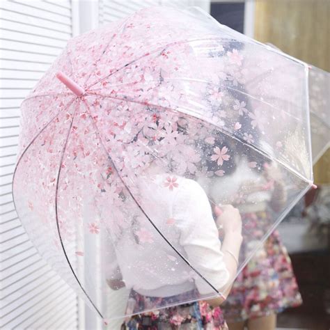Womens Transparent Umbrella Long Handle Cute Womens Umbrellas