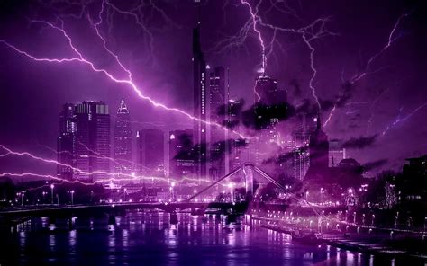 Purple Lightning Crazy Lightning Storm City Lightning