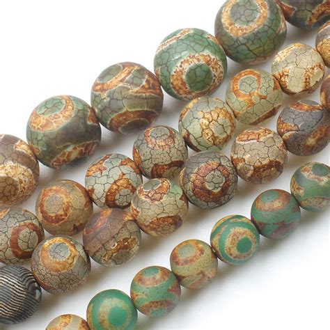 Tibet Green Beads Green Dzi Beads Jewelry Making Vintage Agate