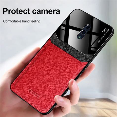 for oppo f11 cph1913 cph1911 case colored pu leather surface mirror glass back cover phone case