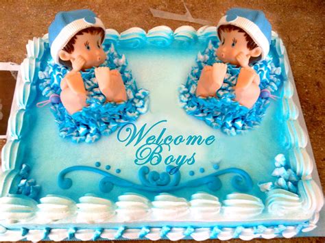 Hectors Custom Cakes Boy Baby Shower Cake Twin Boy Baby Shower Cake