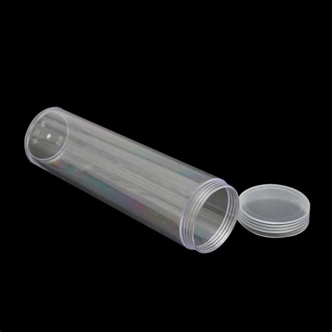 10pcsset 25mm Round Clear Plastic Coin Tube Coin Holder Container For