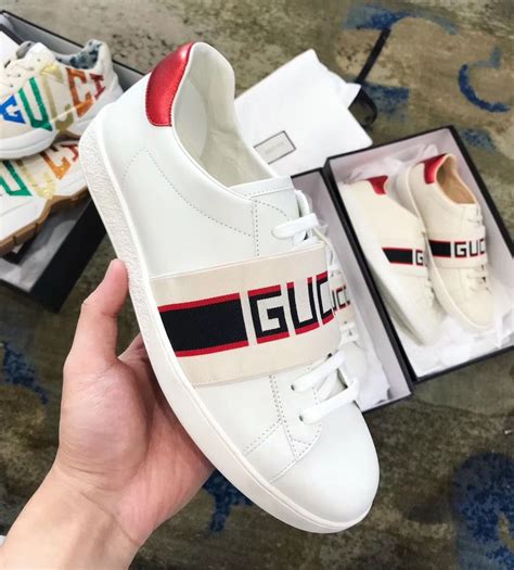 Gucci Woman Man Ace Sneakers With Elastic Logo Strap Couple Size Ropa