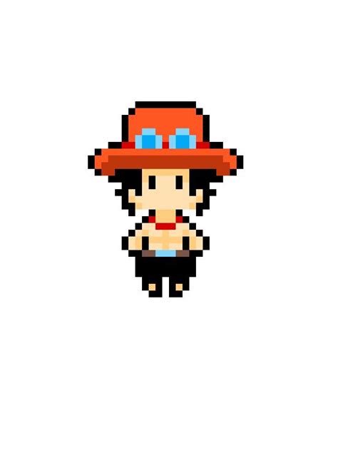 One Piece Portgas Ace Pixel Art Pixel Art Grid Anime Pixel Art