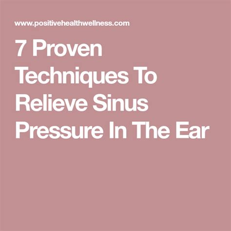 Alleviate Sinus Pressure In Ears