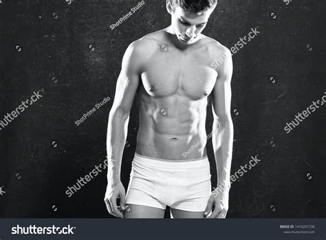Bodybuilder Pumped Torso Gray Photo Dark Stock Photo Shutterstock