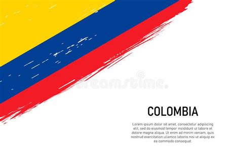 Grunge Styled Brush Stroke Background With Flag Of Colombia Stock