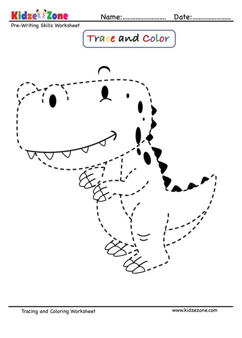 Dinosaur Tracing And Coloring Page Kidzezone