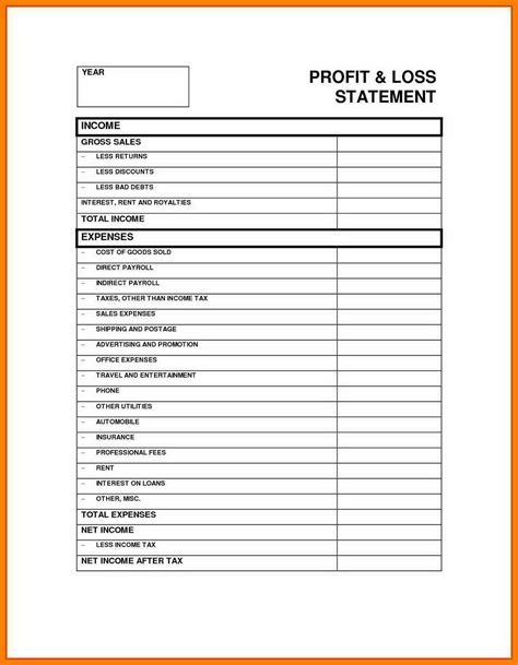 Sample Example And Format Templates Profit And Loss Statement Free