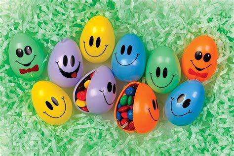 Easter Decorations Fillable Eggs Set Of 10 Happy Face Eggs Etsy