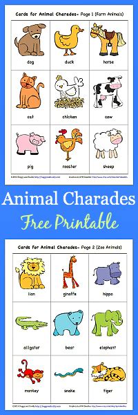 Animal Charades Cards Printable