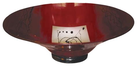 Red Gold Glass Bowl Contemporary Decorative Bowls By Timeless Wrought Iron