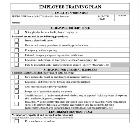 7 Employee Training Plan Templates Pdf Docs Word