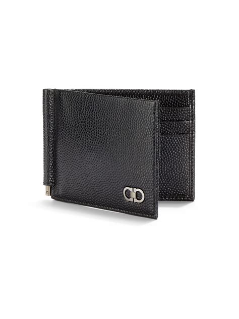 Bifold wallet with magnetic money clip inside. Lyst - Ferragamo Pebbled Leather Bifold Wallet Money Clip in Black for Men