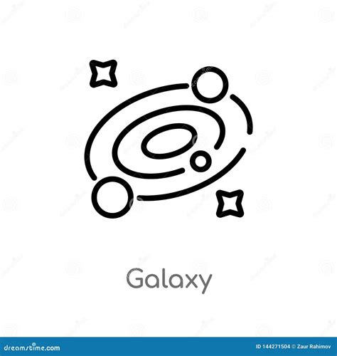 Outline Galaxy Vector Icon Isolated Black Simple Line Element