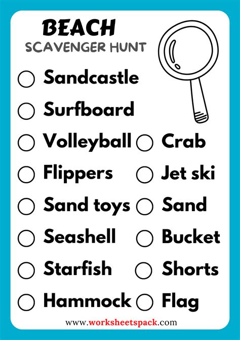 Coastal Discovery: Free Beach Scavenger Hunt Ideas - worksheetspack