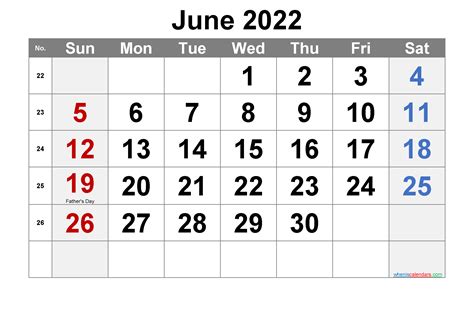Editable June 2022 Calendar