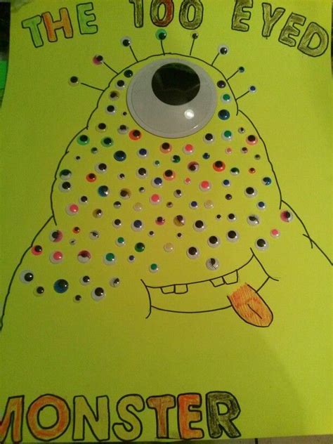 The 100 Eyed Monster For The 100th Day Of School 100 Days Of School