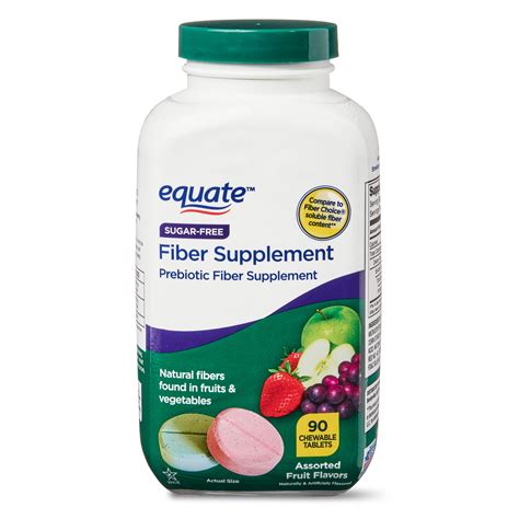 Equate Fiber Supplement Assorted Fruit Flavors Chewable Tablets, 90 ...