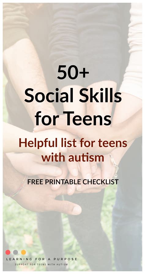 50 Social Skills For Teens Learning For A Purpose