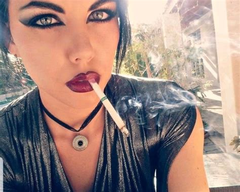 Red Glossy Lips With Cigarette