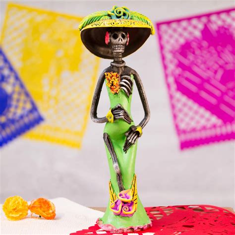 Day Of The Dead Catrina Sculpture Artisan Crafted Dazzling Catrina