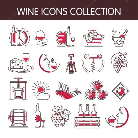 Premium Vector Wine Icons Vector Collection Set For Winemaking Or