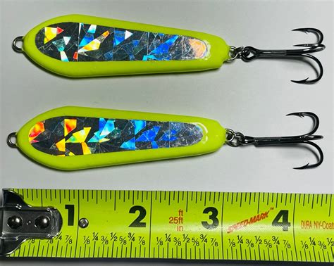 2 Pack Casting Spoon Slab Lure For Bass Chartreuse With Etsy