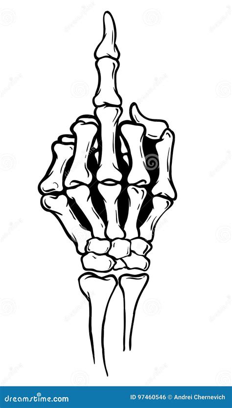 Skelett Zeigt Mittelfinger Vektorillustration Vektor Abbildung
